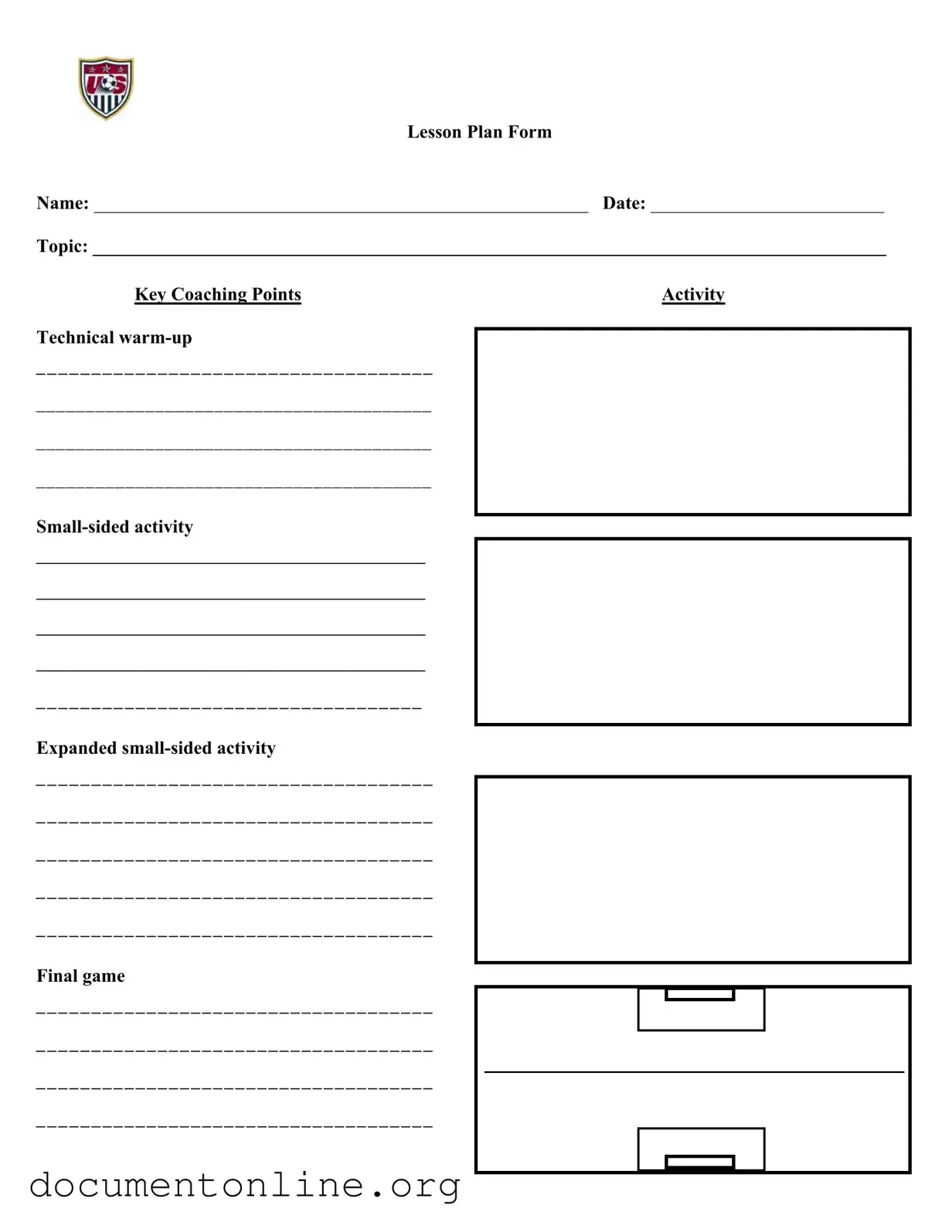 Free Soccer Training Session Plan Template