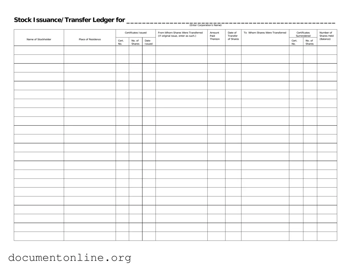 Free Stock Transfer Ledger Template