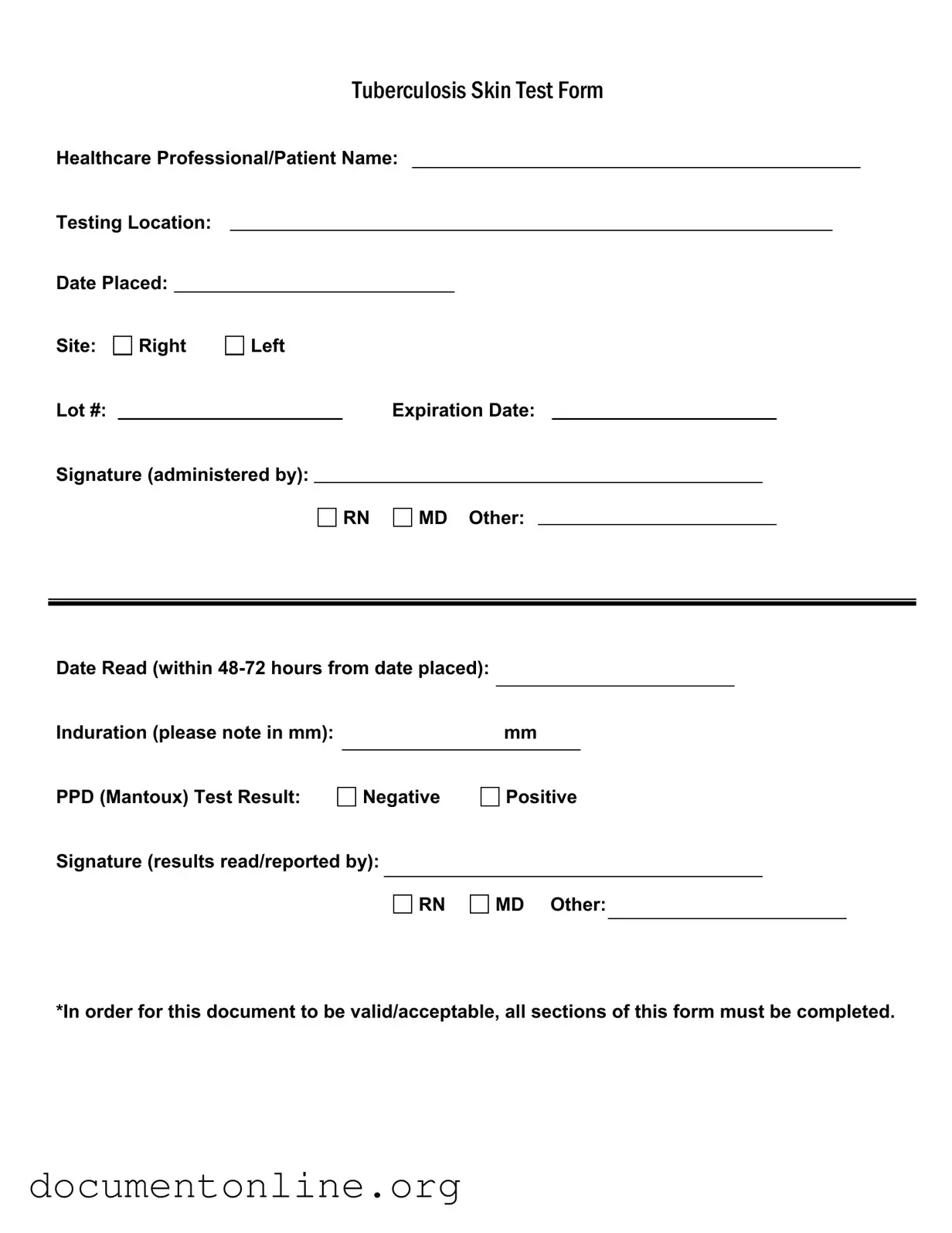 Free Tb Test Template