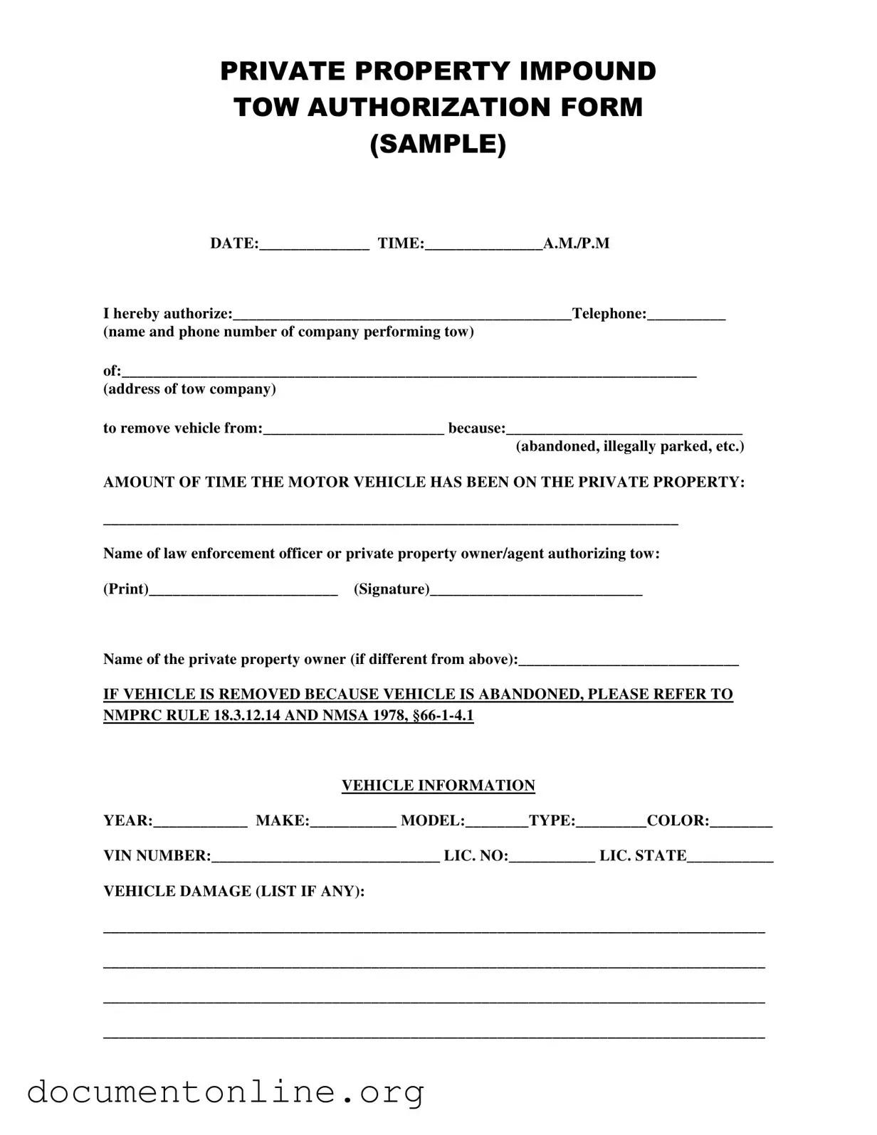 Free Tow Authorization Template