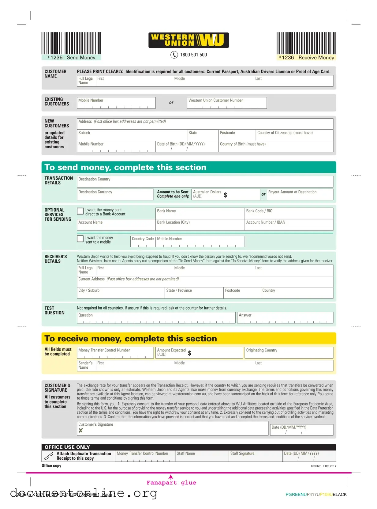 Free Western Union Template