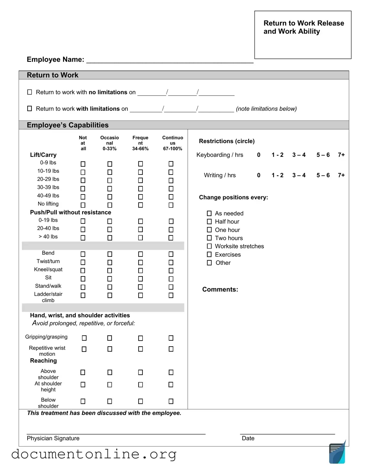 Free Work Release Template